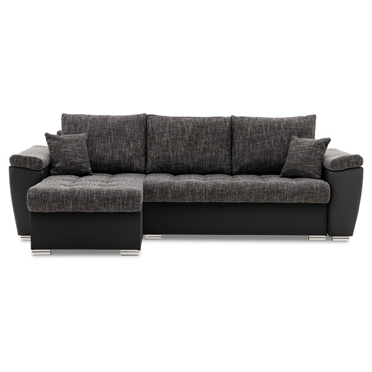 Rozkládací rohová sedací souprava VEGAS 250/160 Levá ŠedáI/černá Signal-nabytek