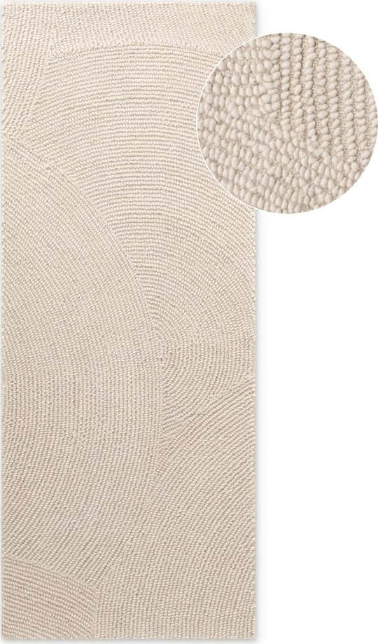 Ručně tkaný vlněný běhoun ve světle přírodní barvě 80x200 cm Eleni Natural White – Hanse Home Hanse Home
