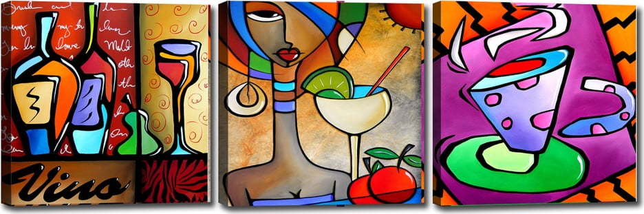Sada 3 obrazů Tablo Center Vino Vavien Artwork