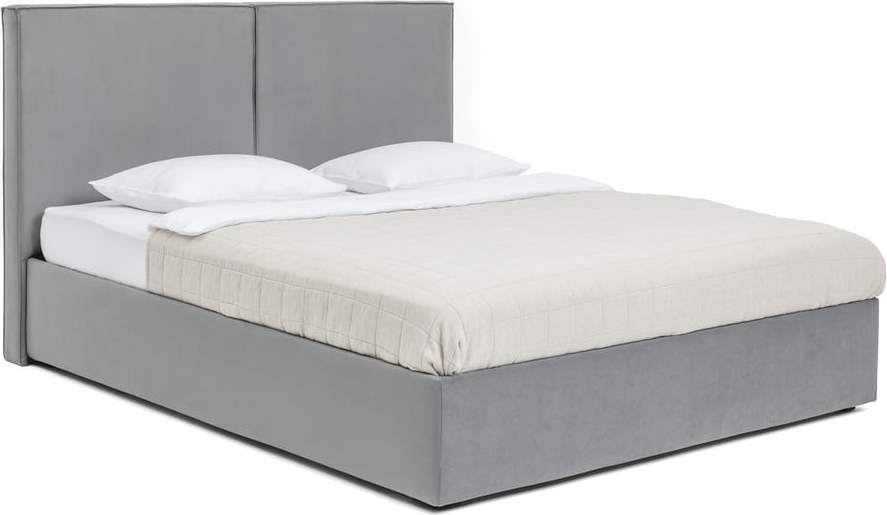 Šedá čalouněná dvoulůžková postel s úložným prostorem s roštem 180x200 cm Thessa Bold – Bonami Selection Bonami Selection