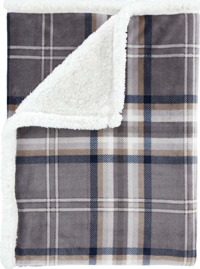 Šedá deka s beránkem 130x170 cm Kelso Check – Catherine Lansfield Catherine Lansfield