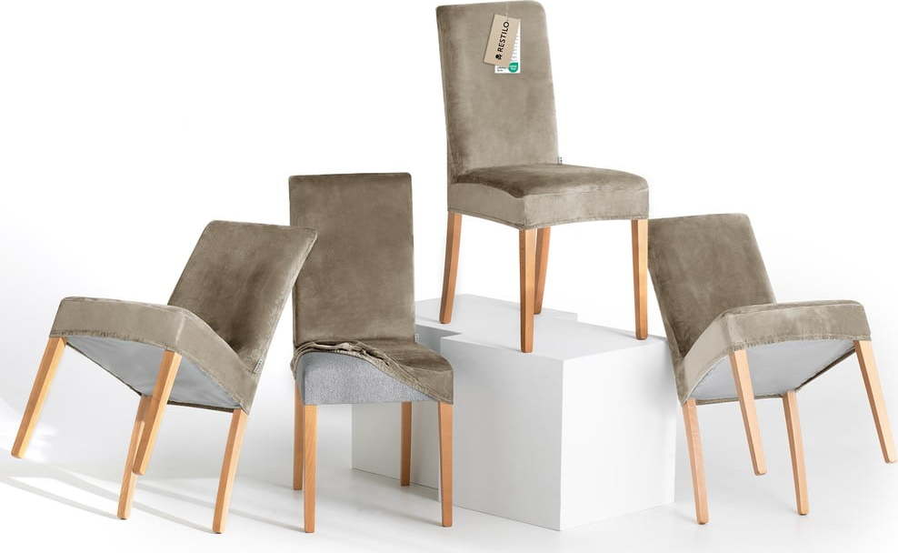 Šedobéžové napínací potahy v sadě 4 ks na židli 48 cm Sento – Restilo Restilo