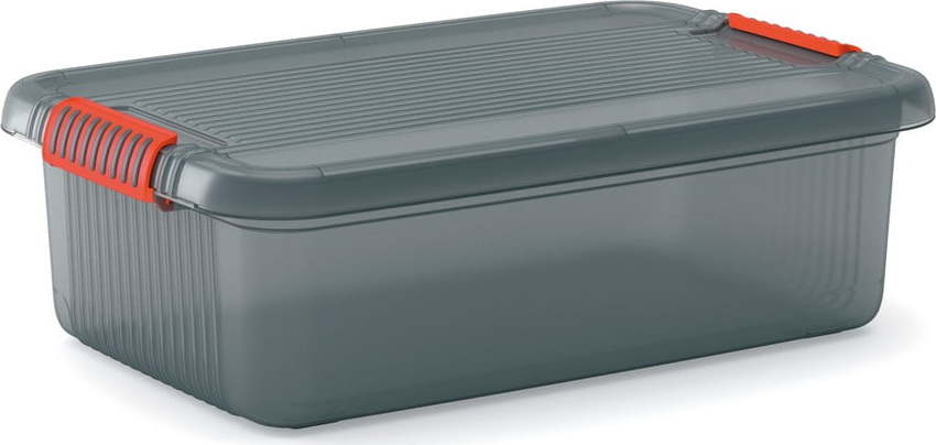 Šedý plastový úložný box s víkem 59x39x18 cm K Latch Box – KIS KIS