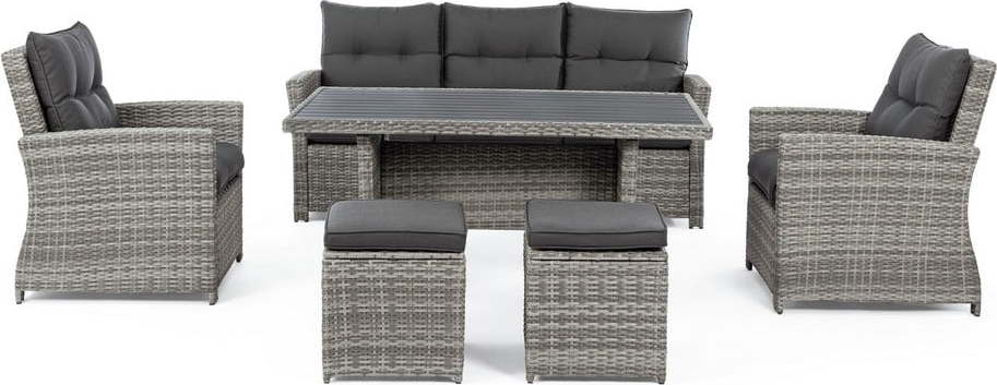Šedý zahradní lounge set z umělého ratanu pro 6 Ariel – Bizzotto Bizzotto