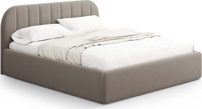 Světle hnědá čalouněná dvoulůžková postel s úložným prostorem s roštem 180x200 cm Juno – Windsor & Co Sofas Windsor & Co Sofas