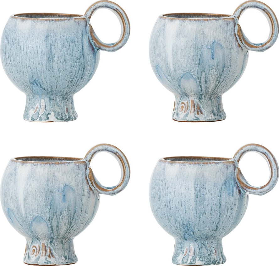 Světle modré šálky v sadě 4 ks na cappuccino z kameniny 250 ml Avonlea – Bloomingville Bloomingville