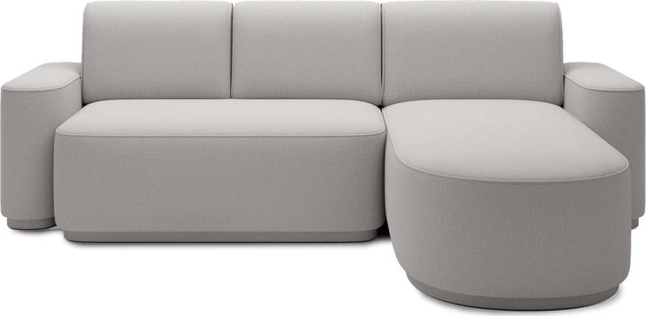 Světle šedá žinylková rozkládací/s úložným prostorem rohová pohovka (pravý roh/s lenoškou) Aurumm – ELTAP ELTAP