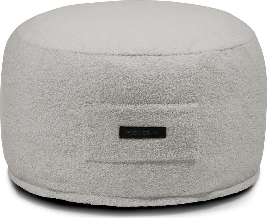 Světle šedý taburet z textilie bouclé Om 60 – SLOWDOWN SLOWDOWN