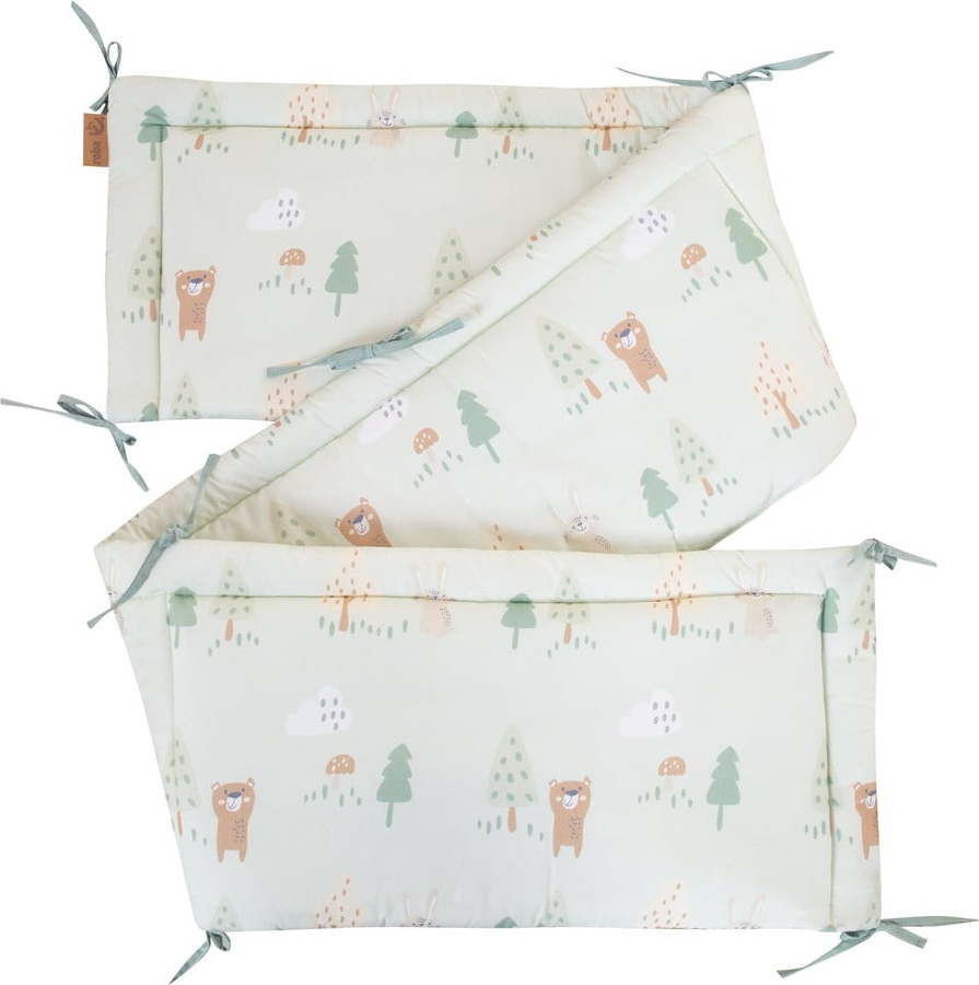 Světle zelený bavlněný mantinel do postýlky 170 cm Woodland Buddies – Roba Roba