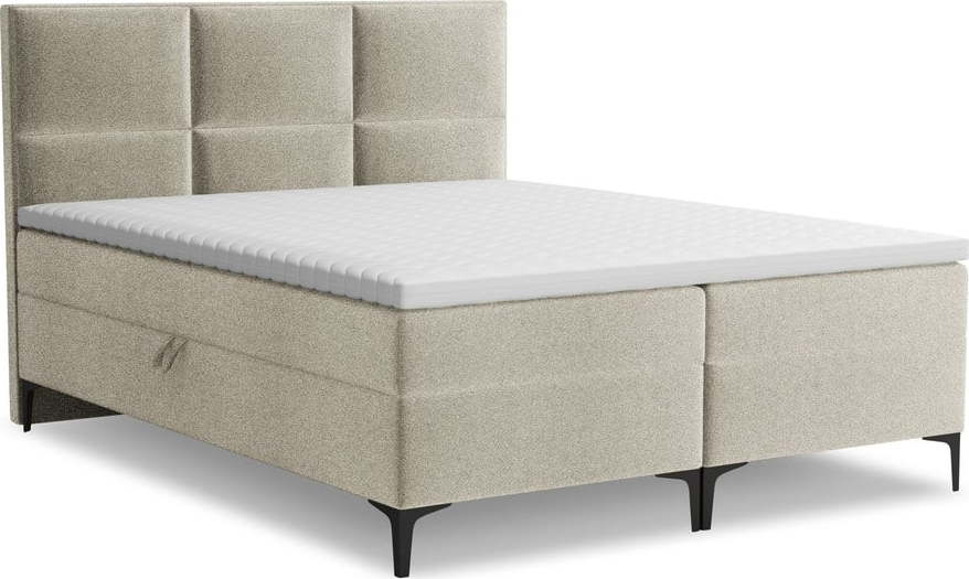 Taupe boxspring postel s úložným prostorem 160x200 cm Pakalana – Makamii Makamii