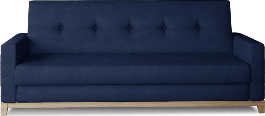 Tmavě modrá sametová rozkládací/s úložným prostorem pohovka 216 cm Selene – ELTAP ELTAP