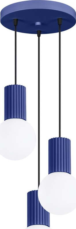 Tmavě modré závěsné svítidlo se skleněným stínidlem ø 25 cm Orbital – Sollux Sollux