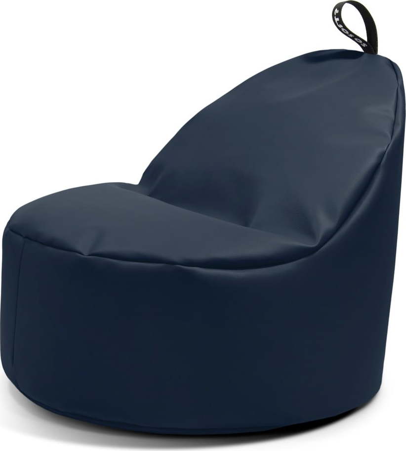 Tmavě modrý sedací vak z imitace kůže Round XL – So Soft? So Soft?