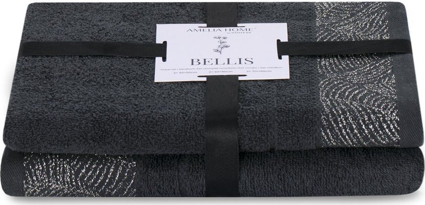 Tmavě šedé froté bavlněné ručníky a osušky v sadě 2 ks Bellis – Restilo Restilo