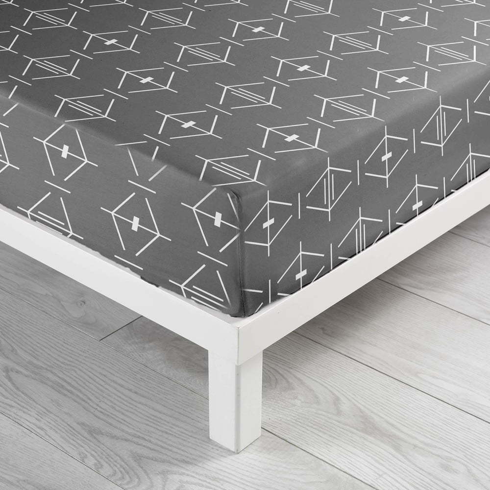 Tmavě šedé napínací bavlněné prostěradlo 140x190 cm Aristide – douceur d'intérieur Douceur d intérieur