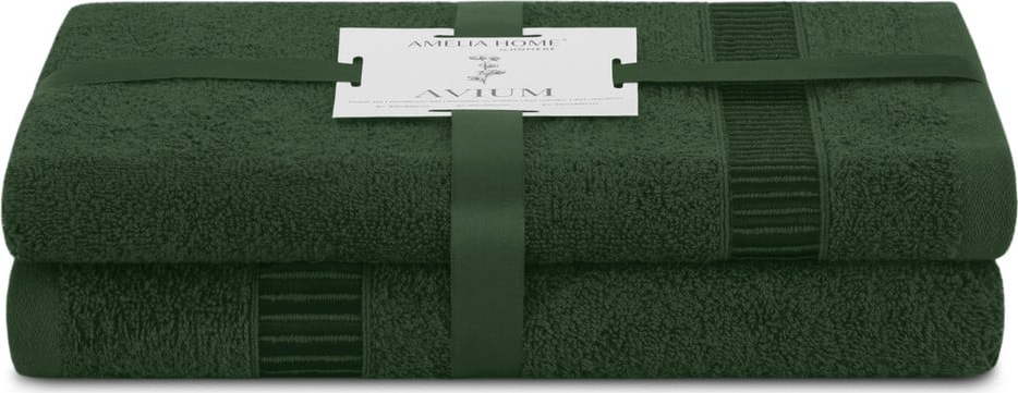 Tmavě zelené froté bavlněné ručníky a osušky v sadě 2 ks Avium – Restilo Restilo