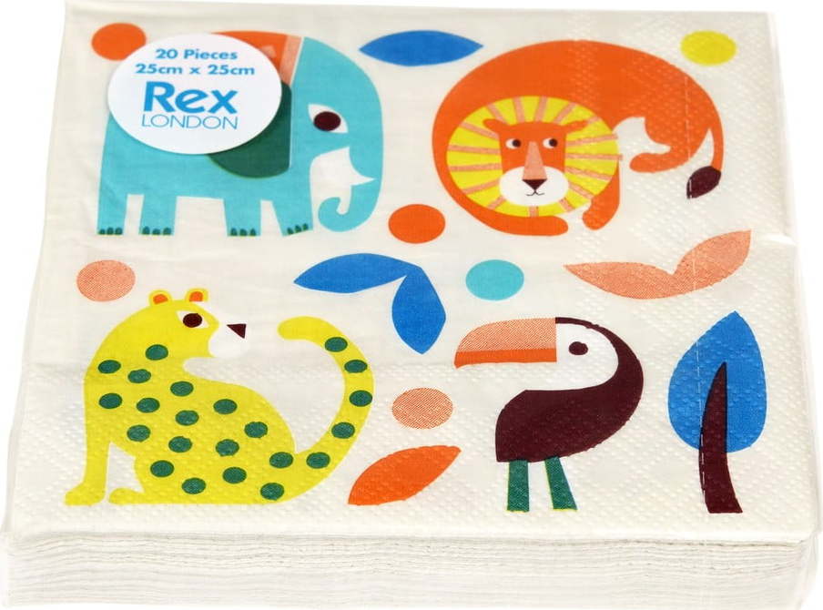 Ubrousky v sadě 20 ks 25x25 cm Wild Wonders – Rex London Rex London