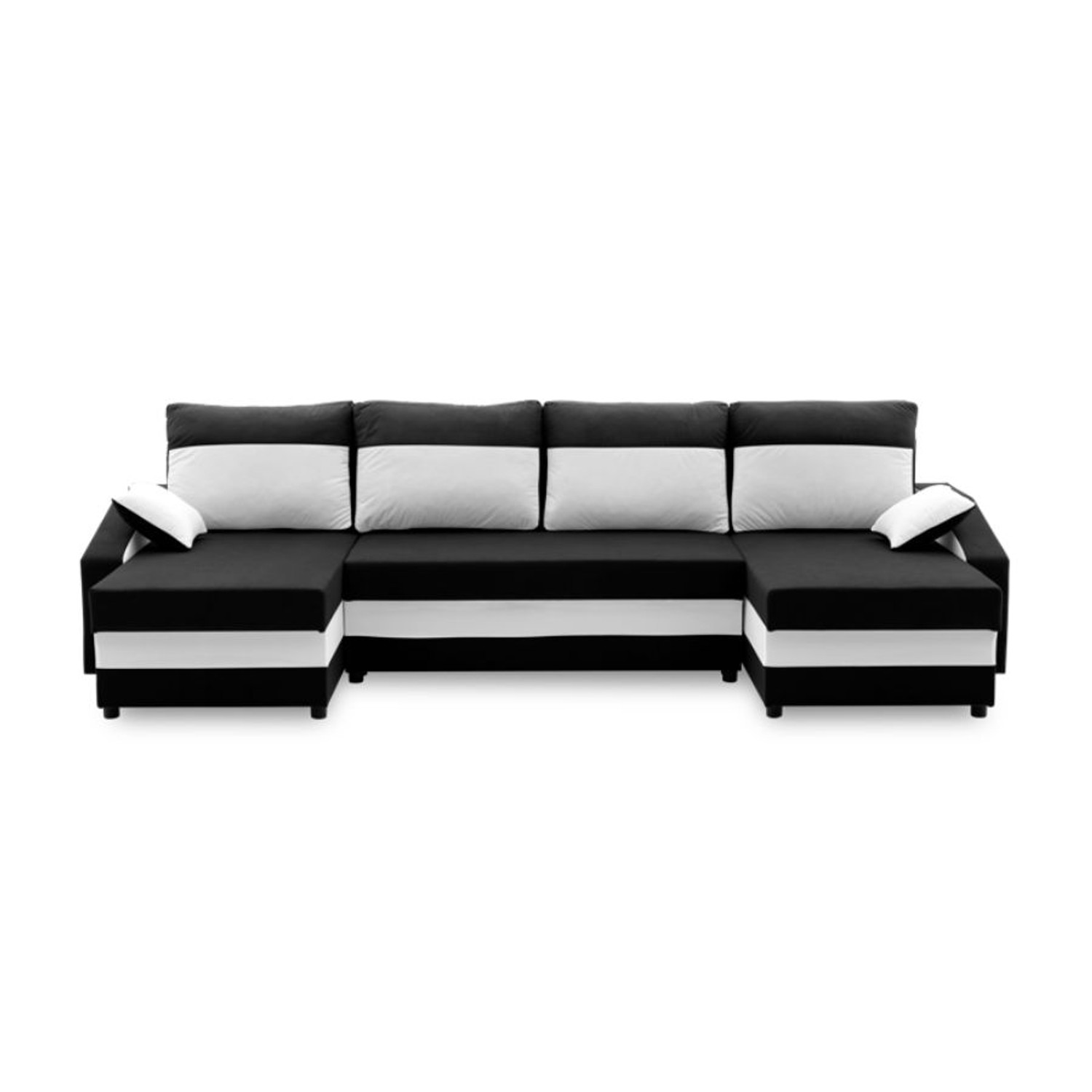 Velká rohová rozkládací sedací souprava SPARTA model 2 Černá/bílá SG-nábytek