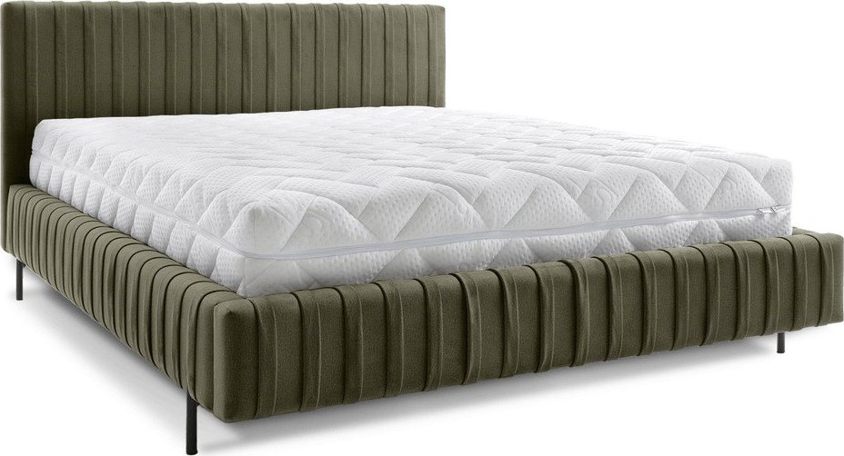 Zelená čalouněná dvoulůžková postel s úložným prostorem s roštem 180x200 cm Plissa – ELTAP ELTAP