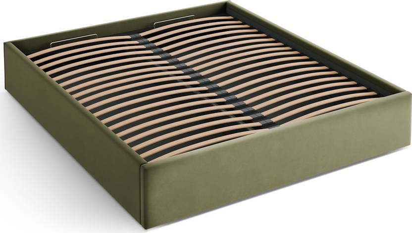 Zelená čalouněná dvoulůžková postel s úložným prostorem/bez čela s roštem 160x200 cm Susan – Micadoni Micadoni