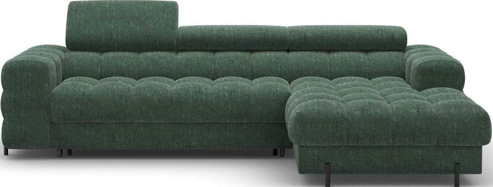 Zelená rozkládací/s úložným prostorem rohová pohovka z textilie bouclé (pravý roh/s lenoškou) Felro – ELTAP ELTAP