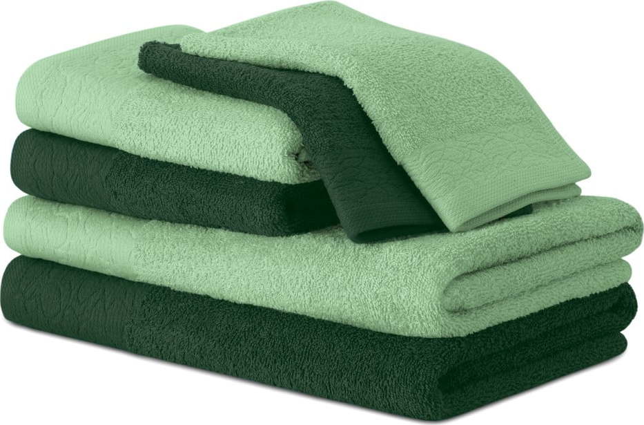 Zelené froté bavlněné ručníky a osušky v sadě 6 ks Flos – Restilo Restilo