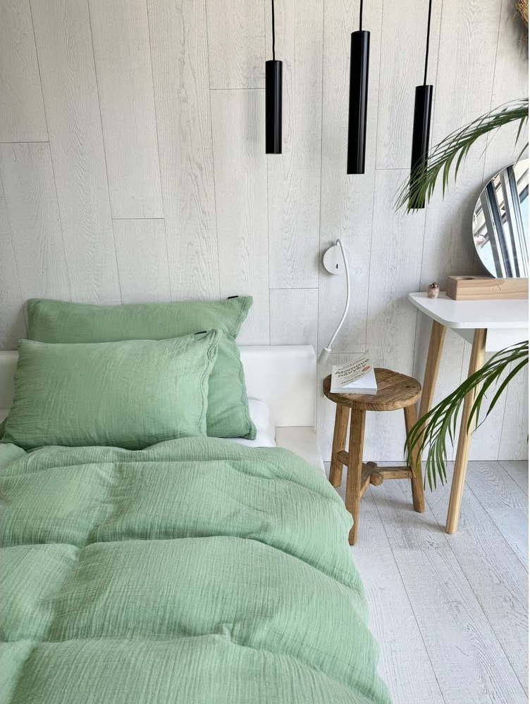 Zelené mušelínové povlečení na jednolůžko 135x200 cm Plain Muslin – Butter Kings Butter Kings