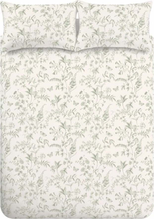 Zelené/krémové bavlněné povlečení na dvoulůžko/prodloužené 230x220 cm Thea Floral – Bianca Bianca