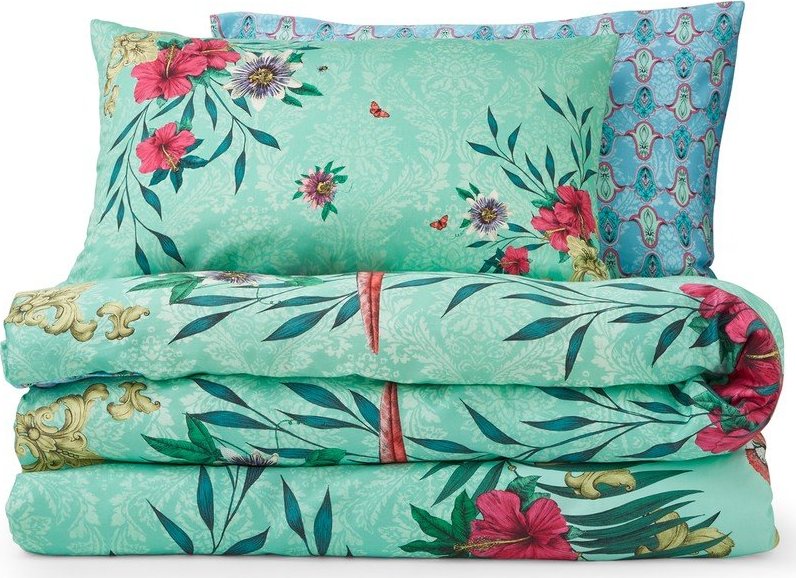 Zelené/modré povlečení na dvoulůžko/prodloužené z bavlněného saténu 230x220 cm Paradise Parrot – Matthew Williamson Matthew Williamson