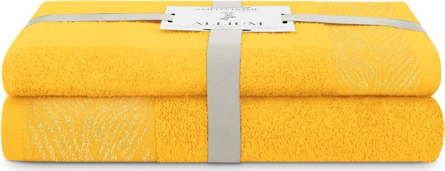 Žluté froté bavlněné ručníky a osušky v sadě 2 ks Allium – Restilo Restilo