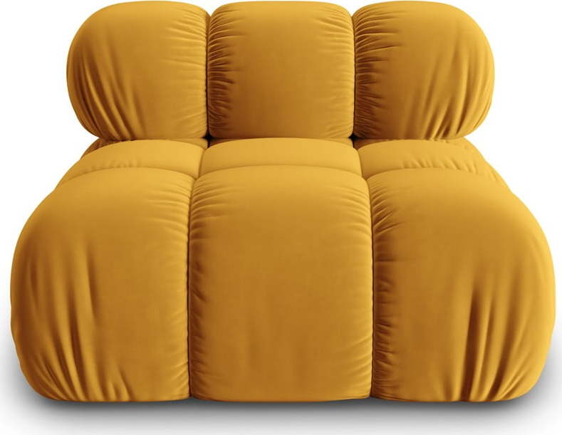 Žlutý sametový modul pohovky (středový díl) Bellis – Micadoni Home Micadoni