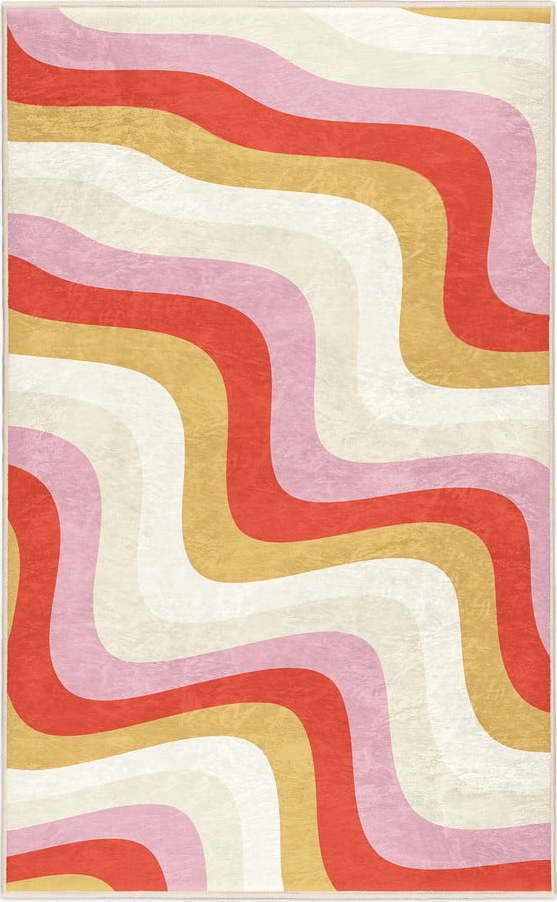 Žlutý/růžový pratelný koberec 80x150 cm Creamy Raspberry Swirl – Mila Home Mila Home