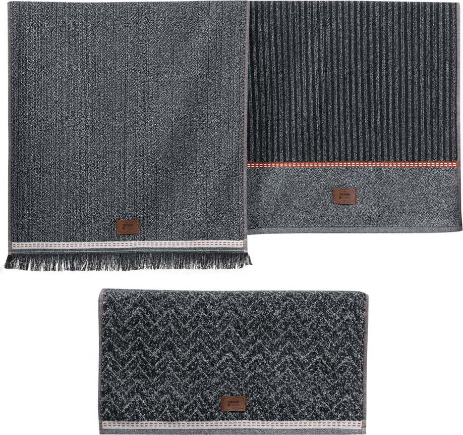 Antracitové ručníky v sadě 3 ks 50x90 cm Denim – Foutastic Foutastic