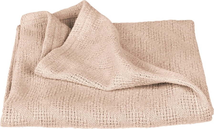 Béžová bavlněná pletená dětská deka 80x80 cm Frosty Almond – Roba Roba