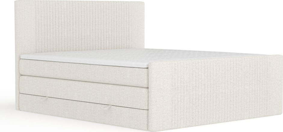 Béžová boxspring postel s úložným prostorem 160x200 cm Bergamo – Maison de Rêve Maison de Reve