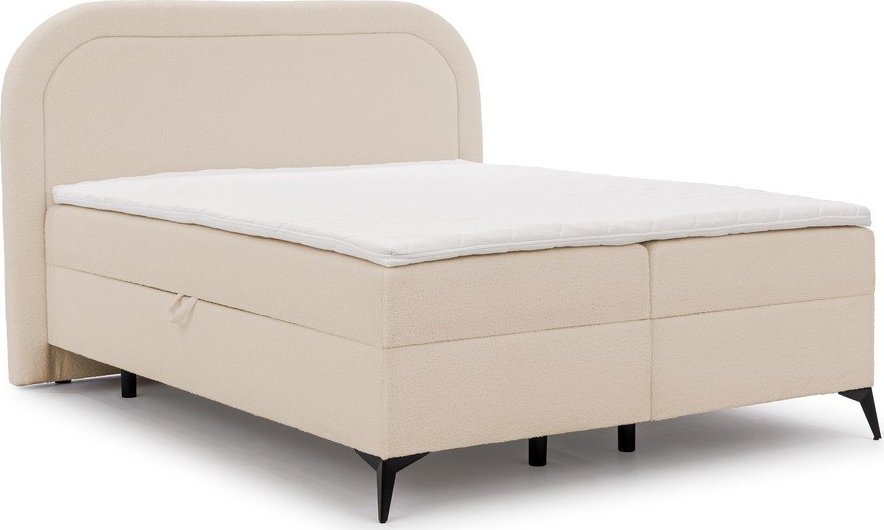 Béžová boxspring postel s úložným prostorem 180x200 cm Ornes – Ropez Ropez