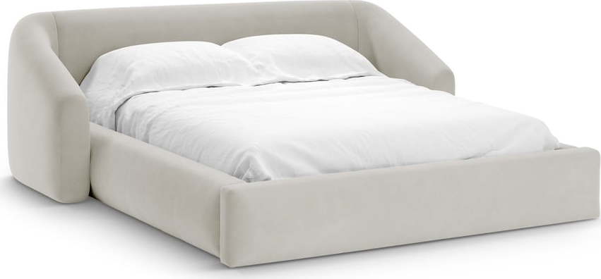 Béžová čalouněná dvoulůžková postel s úložným prostorem s roštem 160x200 cm Campi – Cosmopolitan Design Cosmopolitan design