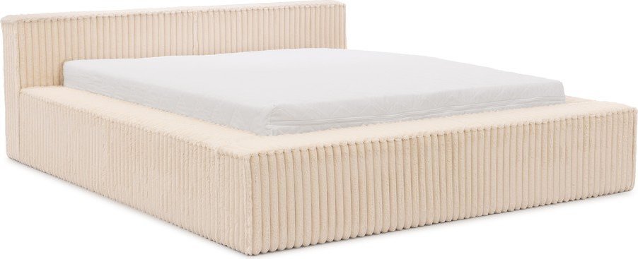 Béžová čalouněná dvoulůžková postel s úložným prostorem s roštem 200x200 cm Cloe – Ropez Ropez
