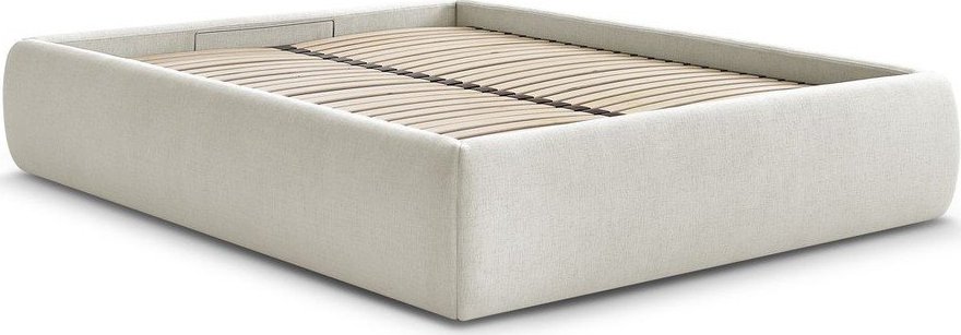 Béžová čalouněná dvoulůžková postel s úložným prostorem/bez čela s roštem 180x200 cm Inera – Bobochic Paris Bobochic Paris