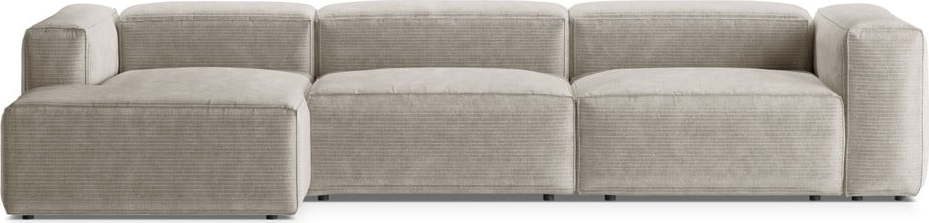 Béžová manšestrová rohová pohovka (levý roh/s lenoškou) Bergamo – Cosmopolitan Design Cosmopolitan design