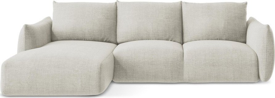 Béžová rozkládací rohová pohovka (levý roh/s lenoškou) Leila – Makamii Makamii