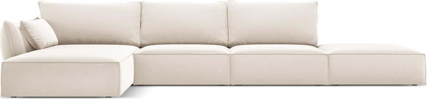 Béžová sametová rohová pohovka (levý roh/s lenoškou) Vanda – Mazzini Sofas Mazzini Sofas