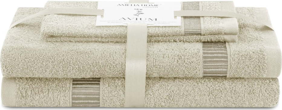 Béžové froté bavlněné ručníky a osušky v sadě 3 ks Avium – Restilo Restilo