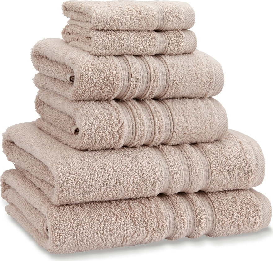 Béžové froté bavlněné ručníky a osušky v sadě 6 ks Zero Twist – Catherine Lansfield Catherine Lansfield