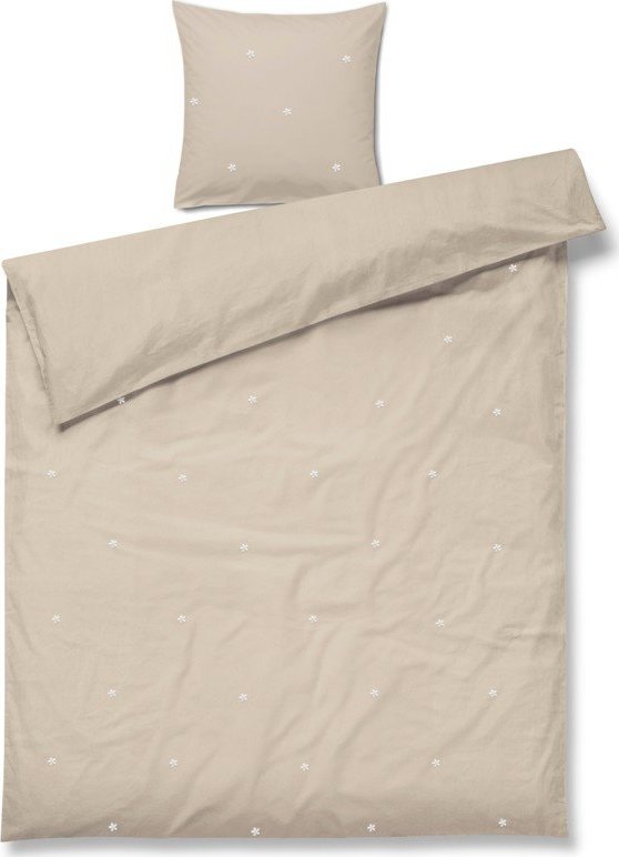 Béžové povlečení na jednolůžko z bavlněného perkálu 140x200 cm Daisy – JUNA Juna