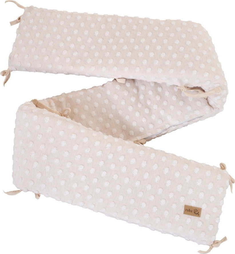Béžový mantinel do postýlky s příměsí bavlny 170 cm Frosty Almond – Roba Roba