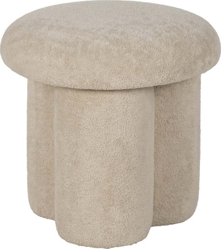 Béžový taburet z textilie bouclé – Ixia Ixia