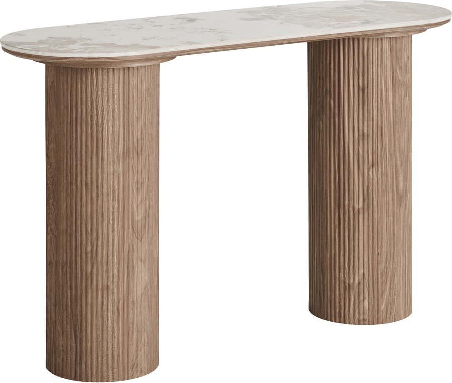 Béžový/v přírodní barvě konzolový stolek s deskou v dekoru mramoru 40x120 cm Athens – House Nordic House Nordic