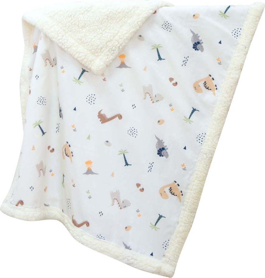 Bílá dětská deka z bavlny Renforcé 75x100 cm Dinozor – Mijolnir Mijolnir