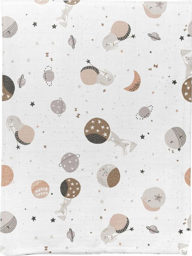 Bílá mušelínová dětská deka 75x100 cm Spacebit – Mijolnir Mijolnir